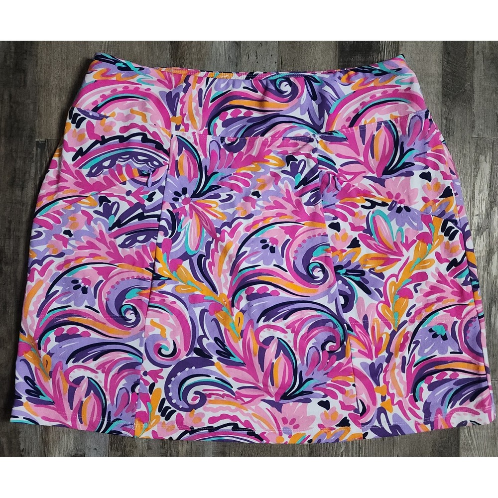 IBKUL Skort Womens Medium Pink Floral Paisley UPF 50+ Athletic Golf Tennis
